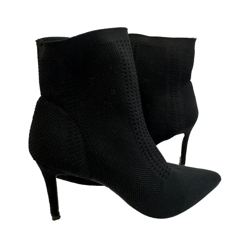 Catherine Malandrino Donito Black Knit Pointed Toe Ankle Booties Women’s 9